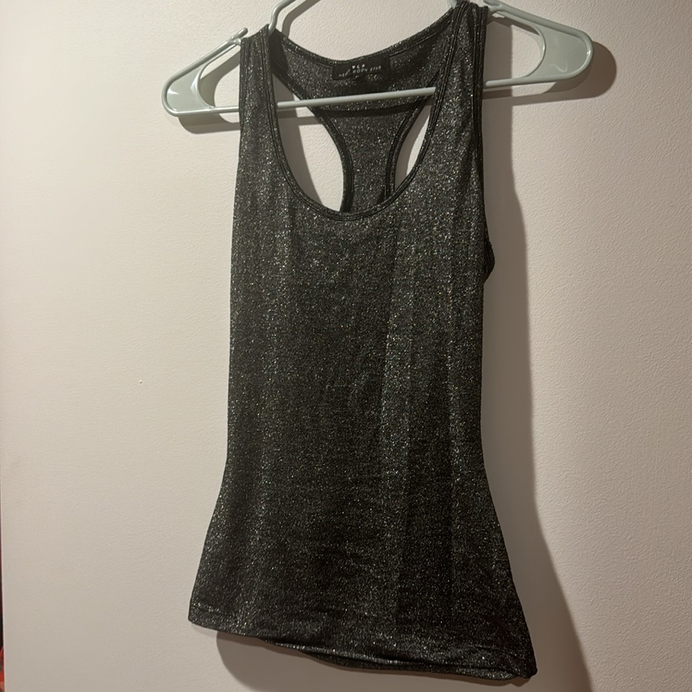 HEARTMOONSTAR• silver glitter tank top